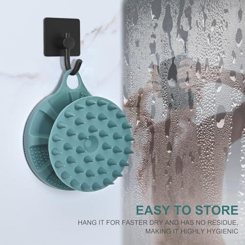 INNERNEED 2in1 Silicone Body Scrubber & Scalp Massager Shampoo Brush, Green | Food-Grade Soft Material, More Hygienic, Easily Lather, Convenient for Travel, Gym, Business,etc - color: Dark Green