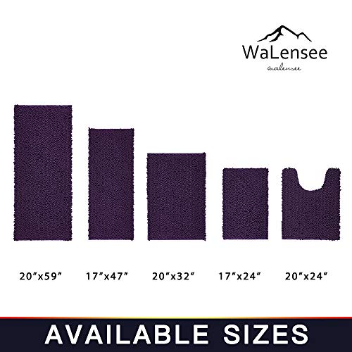 Walensee Bathroom Contour Rug Non Slip Toilet U Shaped Bath Mat (20x24, Dark Purple) Water Absorbent Super Soft Shaggy Chenille Machine Washable Dry Extra Thick Perfect Absorbant Best Plush Carpet - color: Dark Purple, size: 20"x24" Contour Rug