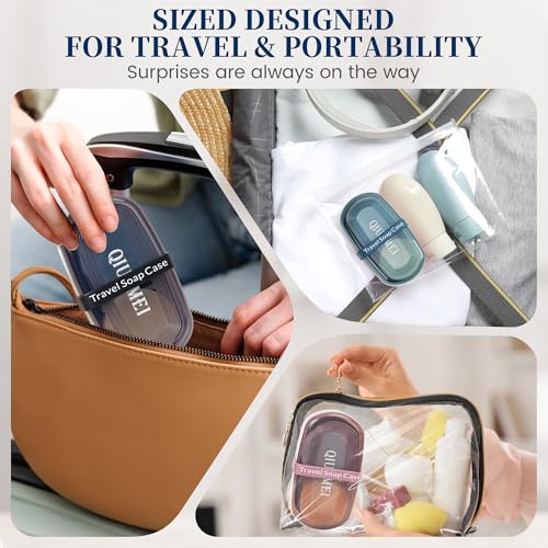 Shampoo Bar Holder and Soap Case, Leakproof Travel Container with Lid & Drain Tray, Includes Silicone Strap and Soap Bag, Compatible with Kitsch Solid Shampoo & Conditioner Bars(Grape Purple, Large) - color: Grape Purple Style A-large