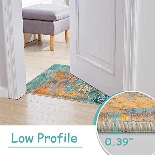 Lahome Modern Abstract Runner Rug - 2x6 Washable Hallway Rug Runner Soft Colorful Bedoom Carpet, Non-Slip Low Pile Contemporary Accent Mats for Kitchen Nursery Laundry Room - color: Rosy, size: 2' x 6'