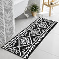 Uphome Boho Bathroom Runner Rug Black Tribal Long Bathroom Rug Western Non-Slip Washable Bath Mat Luxury Soft Absorbent Modern Bath Rugs for Shower Kids Room Entryway, 18x47 inch - size: 18x47 inch
