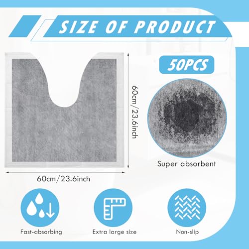 20 Pack Disposable Toilet Mats U Shaped Toilet Mat Absorbent Toilets Floor Protector Toilets Floor Protector from Urine for Potty Training, Anti Urine Commode Mat for Children (Gray) - color: Light Gray, size: Classic