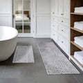 Chenille Bathroom Rugs Set 2 Piece, Absorbent Bath Rugs, Non-Slip Bath Mats, Machine Washable Rugs for Bathroom Floor, Tub and Shower, Grey&White (47 x 20 Plus 17 x 24 - Inch) - color: Gray & White-2