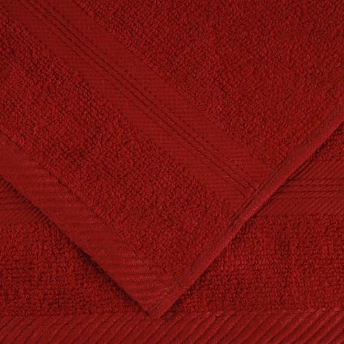 Superior Cotton Face Towel/Washcloth Set, Daily Use, Bathroom, Guest Room, Resort, Spa, Facial, Home, Soft Plush Absorbent Small Towels, Zero Twist, Smart Dry Collection, Set of 12, Crimson - color: Crimson, size: 12PC Face Towel