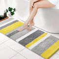 MIULEE Yellow Grey Runner Bathroom Rug 24x60 Inch, Long Soft Thick Microfiber Striped Bath Mat, Non Slip Fluffy Plush Machine Washable Quick Dry for Bathroom Decor, Floor Tub and Shower - size: 2' x 5' (Rectangular)