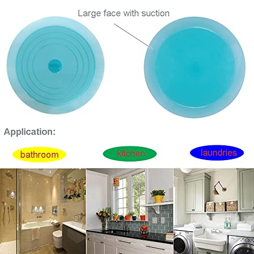 V-TOP Tub Stopper 2 Pack, 6 inches Large Silicone Drain Plug Hair Stopper Flat Suction Cover for Kitchen Bathroom and Laundry (Blue Transparent) - color: 6" Blue Transparent