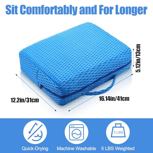 Threehoney 2 Pcs Hot Tub Booster Seat for Adults, 5 Inch 4D Mesh Spa Bathtub Booster Cushion with Suction Cups Micro Dot Quick Dry Non Slip Bottom Mat Tub Accessories for Indoor Outdoor(Blue) - color: Blue