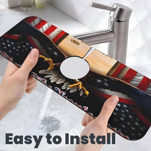 Classic American Old Flag Kitchen sink faucet pad, strong water absorption, anti slip, easy to clean, very suitable for splash and drip prevention, suitable for kitchens and bathrooms - color: Classic American Old Flag We The People Eagle