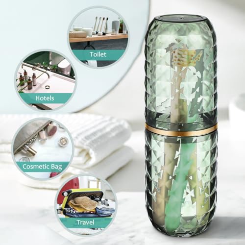 Didiseaon 2PCS Travel Toothbrush Case Portable Toothbrush Holder Cup Storage Container for Home Bathroom Trip School (2)