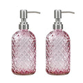 16 oz Soap Dispenser with 304 Rustproof Stainless Steel Pump, Kitchen, Bathroom Refillable Glass Liquid Soap Dispenser for Hand Soap, Soap, Lotion. (Pink-2pack) - color: Pink-2pack