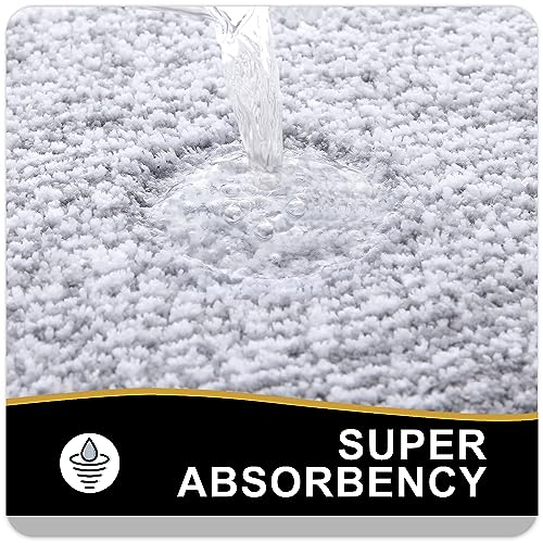 OLANLY Small Bathroom Rugs 24x16, Extra Soft and Absorbent Microfiber Bath Rugs, Non-Slip, Machine Washable, Quick Dry Shaggy Bath Carpet, Bath Mats for Bathroom Floor, Tub, Shower, Grey - color: Grey and White, size: 24" X 16"
