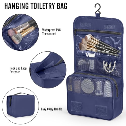 Veken 10 Set Packing Cubes for Travel Essentials,Anti-Wrinkle Buckled Suitcase Organizer for Shoe & Toiletry Bag,Carry On Luggage Bag with 99+ Count Mesh Holes for Airplane & College Dorm Accessories - color: 05 Indigo Blue