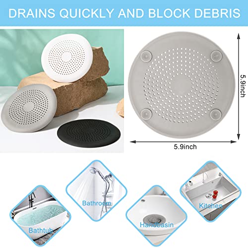 2 Pack Shower Drain Hair Catcher, Silicone Drain Cover with Suction Cup,Shower Drain Protector Drain Strainer Hair Stopper for Kitchen Bathroom Bathtub Sink(New Black 2Pack) - color: New Black 2pack