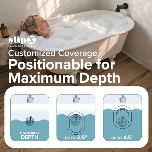 SlipX Solutions Better Soak, Overflow Drain Cover, Adjustable Bathtub Depth Extender, Fits All Drain Types for The Deepest Baths, Silicone, White