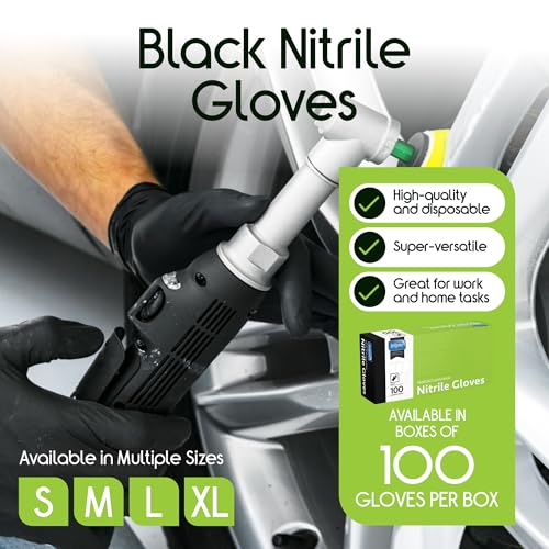 Inspire Black Nitrile Disposable Gloves | 4.5 Nitrile Disposable Safety Medical Cooking Cleaning Gloves - size: Large, style: Black - Box of 100
