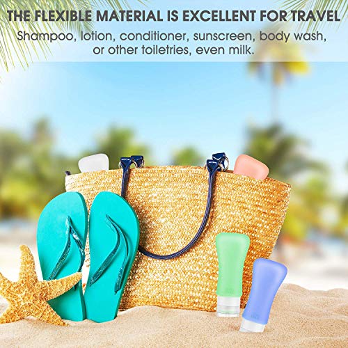 14 Pack Silicone Travel Bottles Set, Leak Proof Travel Size Containers, Perfect For Personal Travel (Green) - color: Green