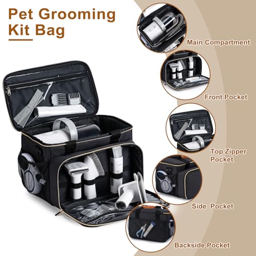 Dog Grooming Vacuum Bag, Pet Grooming Kit Bag Perfect for Dog Hair Vacuum & Grooming Tool Kit Accessories- Black - color: Black