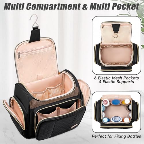 Tealari Large Toiletry Bag for Women Men,Bathroom Bag,Water Resistant Shower Bag,Makeup Bag,Portable Shower Caddy for College Dorm,Hanging Travel Toiletry Bag with Transparent Waterproof Phone Pocket - color: Black-1