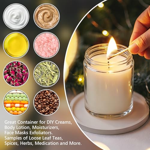 Accmor 8 oz Glass Jars with Black Lids, 2 Pack Glass Jars with Inner Liners, 250g Wide Mouth Makeup Sample Container, Leakproof Round Airtight Cosmetic Containers for Lotions, Creams, Candle Making - color: Black, size: 8 Ounce