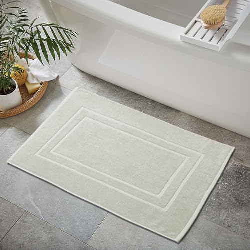 Feather & Stitch 2 Piece Towel Like Bath Mats (30x21 Inch) 100% Cotton Terry Bath Mats, Bathroom Shower Floor Mats [NOT A Bathroom Rug], Soft Absorbent Washable Mats - Silver Birch - color: Silver Birch
