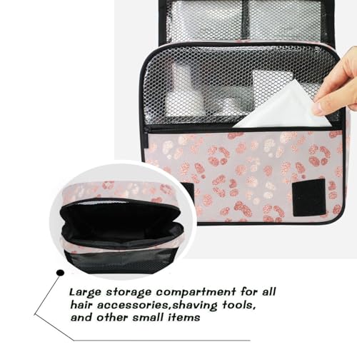 MNSRUU Hanging Toiletry Bag Rose Gold Leopard Print Makeup Bag Portable Travel bag for Toiletries Organizer Bags for Women Men, Travel-Essentials Bag - color: Leopard 12
