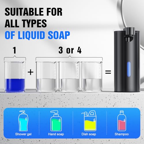 Fantictas Touchless Foaming Soap Dispenser, Stainless Steel Automatic Foam Soap Dispenser, USB-C Rechargeable Sensor Pump with 3 Adjustable Levels, 11.5 oz for Bathroom & Kitchen - color: Black, style: Foam