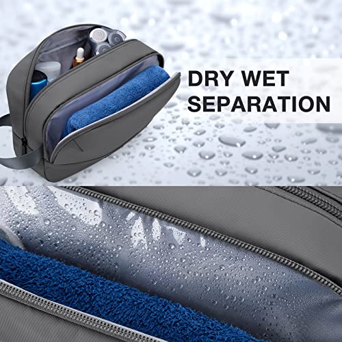 BAGSMART Travel Toiletry Bag for Men, Dopp Kit Water Resistant Shaving Bag for Toiletries Accessories, Grey-Medium - color: Grey, size: Medium