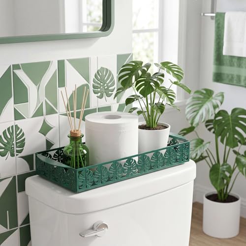 Tropical Monstera Toilet Paper Basket Cute Metal Toilet Tank Paper Holder with Handle Bathroom Storage Organizer Coquettish Preppy Accessories Decor for Bathroom Restroom - style: Tropical Monstera