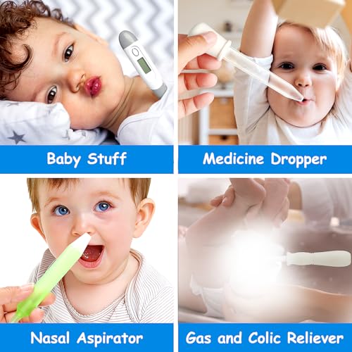 Baby Healthcare and Grooming Kit, 28 in 1 Portable Baby Essentials Kit Electric Nail Trimmer Set with Gas Relief Hair Brush Comb Nasal Aspirator for Newborn Boys Girls (Grey White) - style: 28 Kits-Grey White