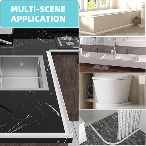 Shower Threshold Water Dam,Walk in Shower Water Guard, Shower Dam Water Barrier Bathroom Sink Splash for Dry And Wet Separation Caulk Seal Strip Edge Trim (39Inch, Transparent) - color: Transparent, style: 39Inch