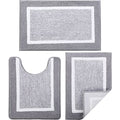 Bathroom Rugs Sets 3 Piece with U-Shaped Contour Toilet Mat Shower Rugs Absorbent Microfiber Plush Bath Mats Non Slip Bath Rugs Shaggy Floor Mats Machine Washable - color: Light Grey