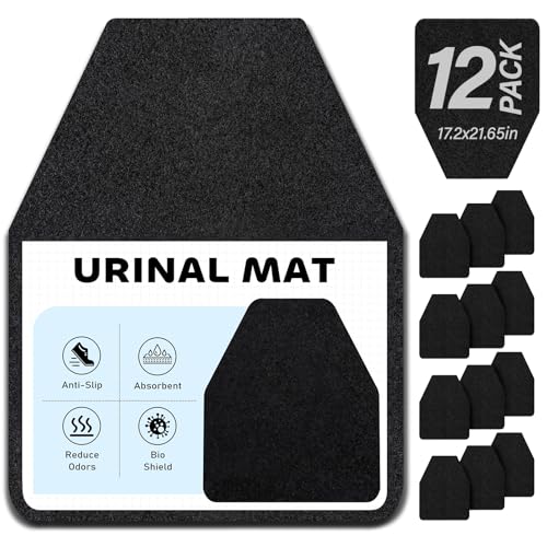 12 Pack Urinal Mats for Men Bathroom,Urinal Floor Mats for Commercial Restrooms,Non-Slip,Water Deodorization,Disposable Urinal Mats Reusable,Urine,Large 17Inch x 20.5Inch