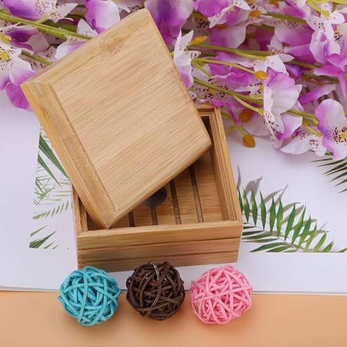 1/2Pcs Bamboo Soap Dish with Lid - Natural Wood Bar Tray Holder Storage Rack Container, Self Draining Soap Tray for Bathroom, Extend Soaps Life and Keep Dry ﻿(1Pcs) - color: 1pcs