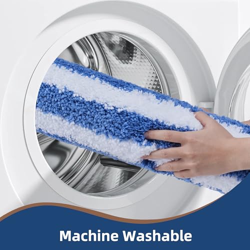3-Piece Striped Bath Rug Set with U-Shaped Toilet Rug, Non-Slip Rubber Bottom, Soft Absorbent Microfiber, Quick Dry, Ultra Soft, Bath Mats for Tub - Sky Blue - color: Sky Blue