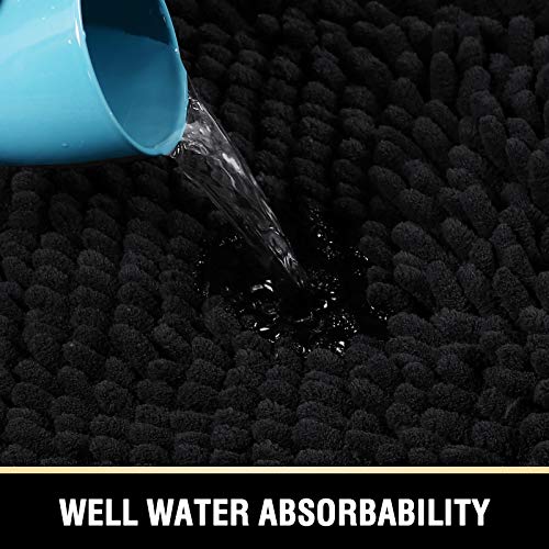 H.VERSAILTEX Bath Mat, 20" x 32" Plus 17" x 24", Black - color: Black, size: 20" x 32" Plus 17" x 24"