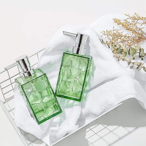 2 Pack Clear Saga Green Rust Proof Soap Dispenser Bathroom, Acrylic Plastic Hand Soap Lotion Dispenser with Pump for Bathroom&Kitchen - color: 2 Pack Green