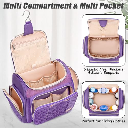 Tealari Large Toiletry Bag for Women Men,Bathroom Bag,Water Resistant Shower Bag,Makeup Bag,Portable Shower Caddy for College Dorm,Hanging Travel Toiletry Bag with Transparent Waterproof Phone Pocket - color: Purple-1
