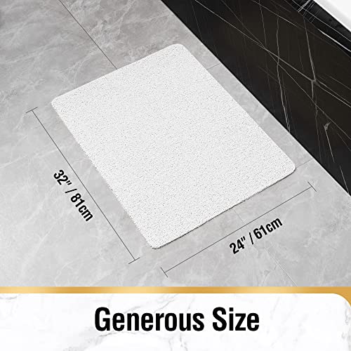 HITSLAM Shower mat Non Slip, 24 x 32 Inch Bathtub Mat Non Slip with Drain, Soft PVC Loofah Shower Bath Mat for Tub, Quick Drying Bathroom Shower Mat, White - color: White, size: 32" x 24" (Rectangular)