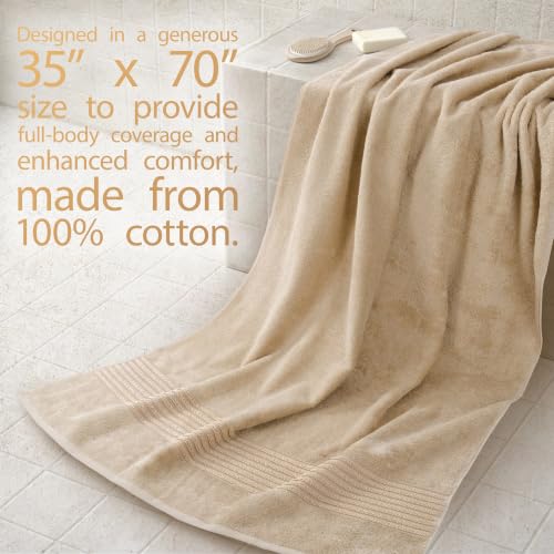 Cotton Paradise 100% Cotton Turkish Towel Set, Soft Absorbent Quick Dry, 2 Piece 35x70 Bath Sheet Set, Beige - color: Beige, size: 2 PC SET (35x70")