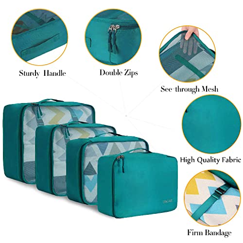 BAGAIL 8 Set Packing Cubes Luggage Packing Organizers for Travel Accessories-Aqua Color - color: Aqua Color, size: 8 Set