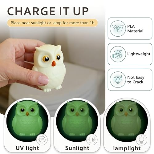boeemi Glow in the Dark Owl Toilet Bolt Covers, Bathroom Decor, 2 Pack | Bolt Hole 1.18'', Hides Toilet Floor Bolts,Tool-Free Install, for Kids Bathroom, Gag Gift - style: Owl