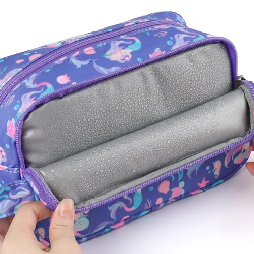 Mermaid Kids Toiletry Bag for Girls, Travel Toiletry Bag for Little Young Girls Cosmetic Bag Makeup Bag Waterproof Hanging Wash Bag Toddler Toiletries, Purple - color: Purple Mermaid