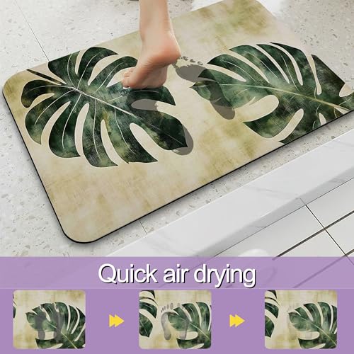 Tropical Leaves Bathroom Rugs, Fast-Absorbing Bath Mat, Quick-Dry Non-Slip Thin Rug for Bathroom Floor Kitchen 17"x30" - color: Tropical Leaves