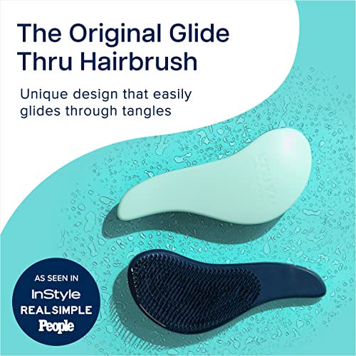 Crave Naturals Glide Thru Detangling Hairbrush that Glides Through Tangles For Wet, Dry and Damaged Hair - Gentle Detangler Styling Tool for Adults, Kids, Men and Women - 7.5 x 3 in, Turquoise - color: Hero Teal, size: 1 Pack (Regular)