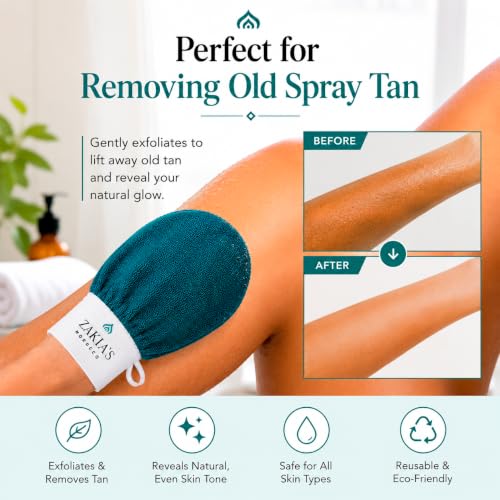 Kessa Exfoliating Mitt – Teal for Radiant Skin | Microdermabrasion, Removes dead skin, dirt and grime, spray tan removal - color: Teal Blue, size: 1 Count (Pack of 1)