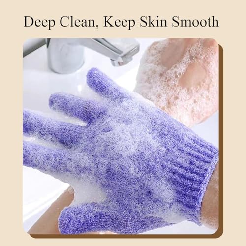 2 PCS Exfoliating Glove Loofah Sponge Exfoliating Body Scrubber Deep Cleansing Removes Dead Skin for Both Women and Men (Blue) - color: A7-blue
