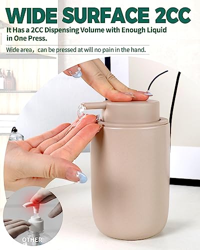 BosilunLife Lotion Pump Dispenser - Matte Khaki Soap Dispenser Bathroom Ceramic Dish Liquid Soap Dispenser for Kitchen, Bathroom Countertop Soap Dispensers (Khaki, Liquid Pump) - color: Khaki-liquid Pump