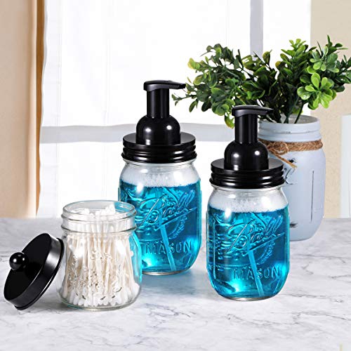 SheeChung 2 Pack Mason Jar Foaming Soap Dispenser Lids for Standard Mouth, Foaming Soap Dispenser Pump Replacement for Hand Sanitizer, Bath Liquid, Facial Cleansing Foam, Makeup Remover Water - Black - color: Black
