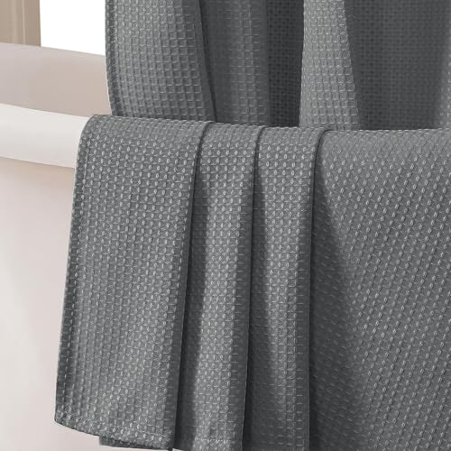 OWENIE Grey Shower Curtain, Stall Small Waffle Weave Heavy Fabric Shower Curtains for Narrow Size Bathroom, Waterproof Soft Hotel Spa Luxury Bath Curtain Set, Machine Washable, Grey, 36x72 Inch - color: Grey, size: 36"W x 72"L (Pack of 1)