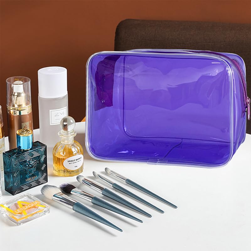 Neon TSA Approved Clear Toiletry Pouch, 7"x2.3"x4.7" Size, PVC Travel Makeup Bags for Toiletries, Transparent Cosmetic Bag for Women and Men Small (Bright Green 5PCS) - color: Bright Green 5PCS